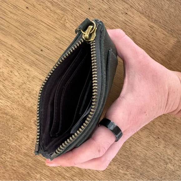 Madewell The Leather Pocket Pouch Wallet Green - Picture 4 of 5